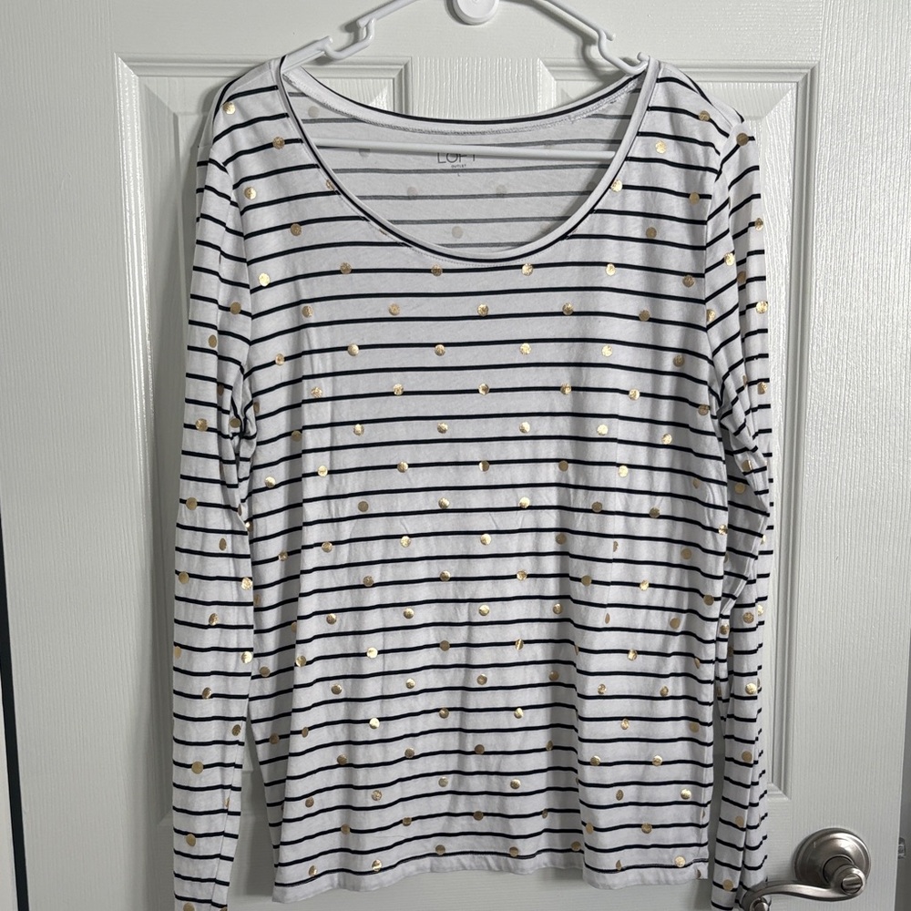 Loft striped long sleeve tee- large
